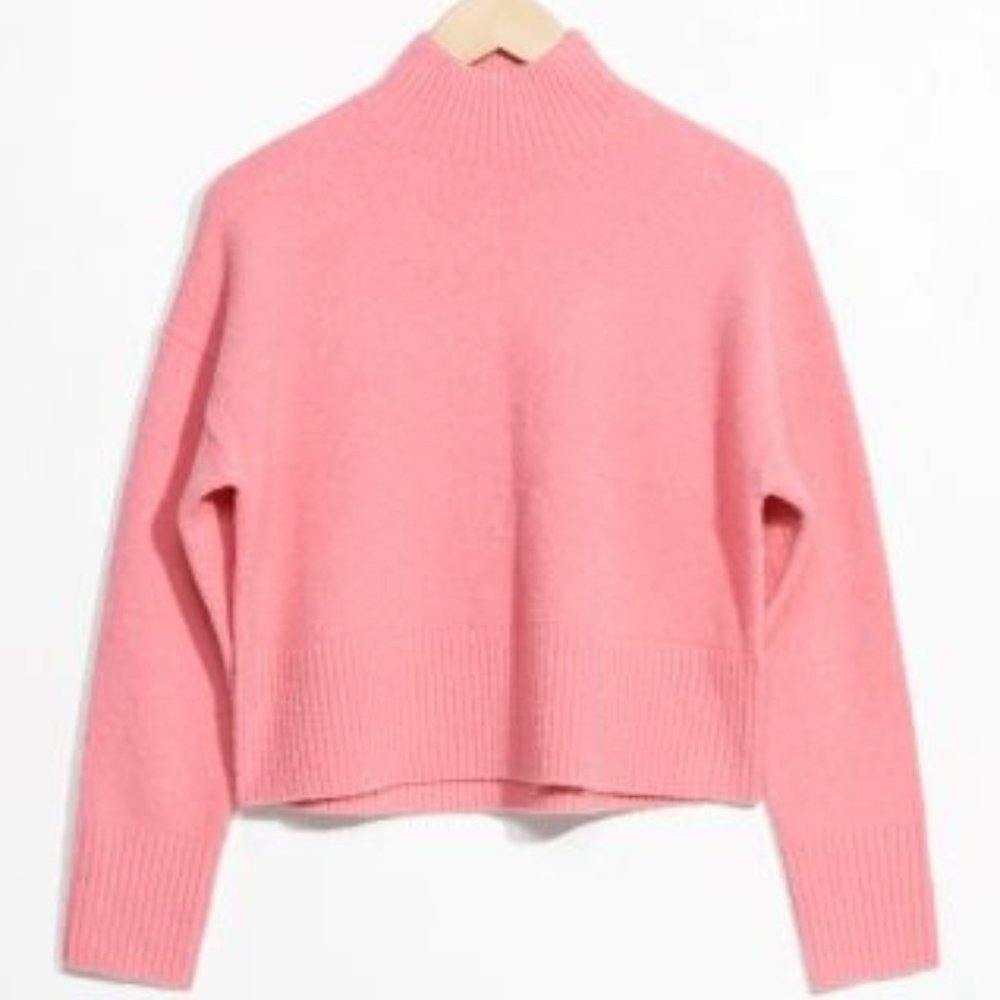 & other stories pink mock-neck sweater